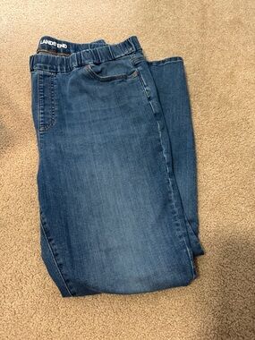 Lands' End Women's Midwash Blue Elastic-Waist Jeggings